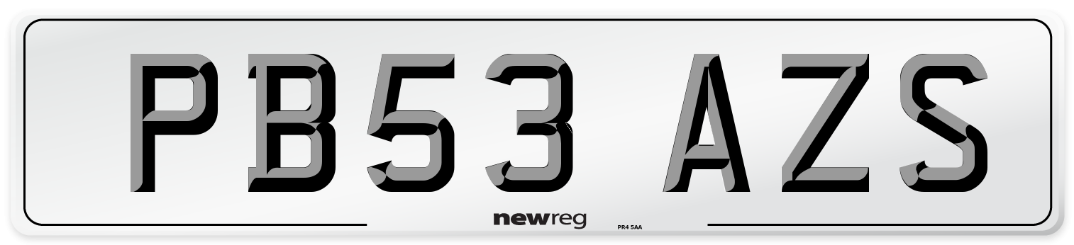 PB53 AZS Number Plate from New Reg
